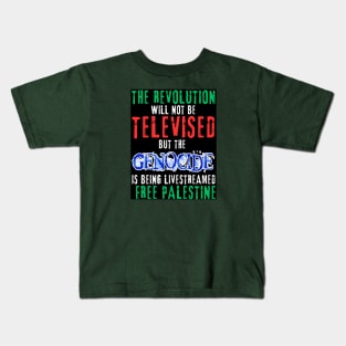 The Revolution Will Not Be Televised But The Genocide Is Being Livestreamed - White and Blue - Flag Colors - Double-sided Kids T-Shirt